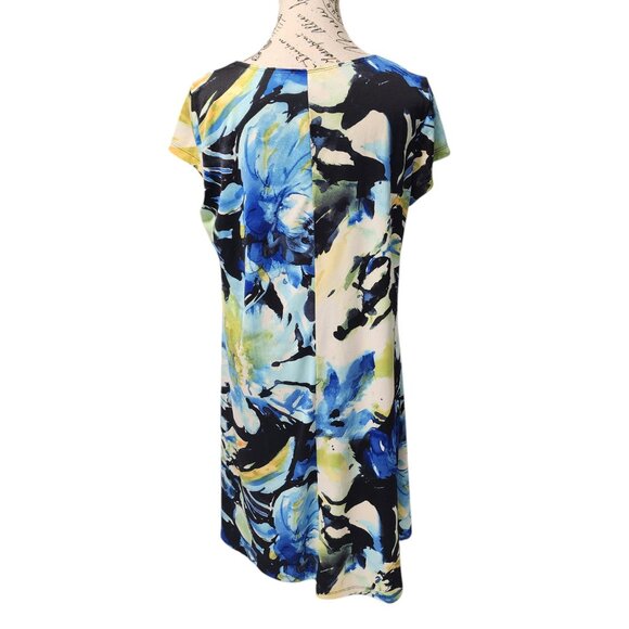 Shelby & Palmer Women's Dress Large Multicolor Abstract Floral Print Cap Sleeve - Picture 3 of 10